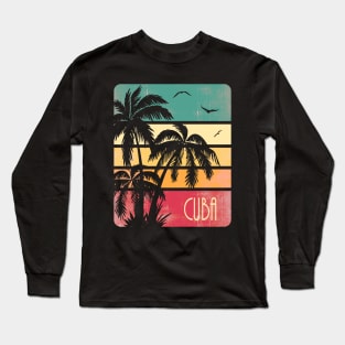 Cuba Vintage Sunset Long Sleeve T-Shirt